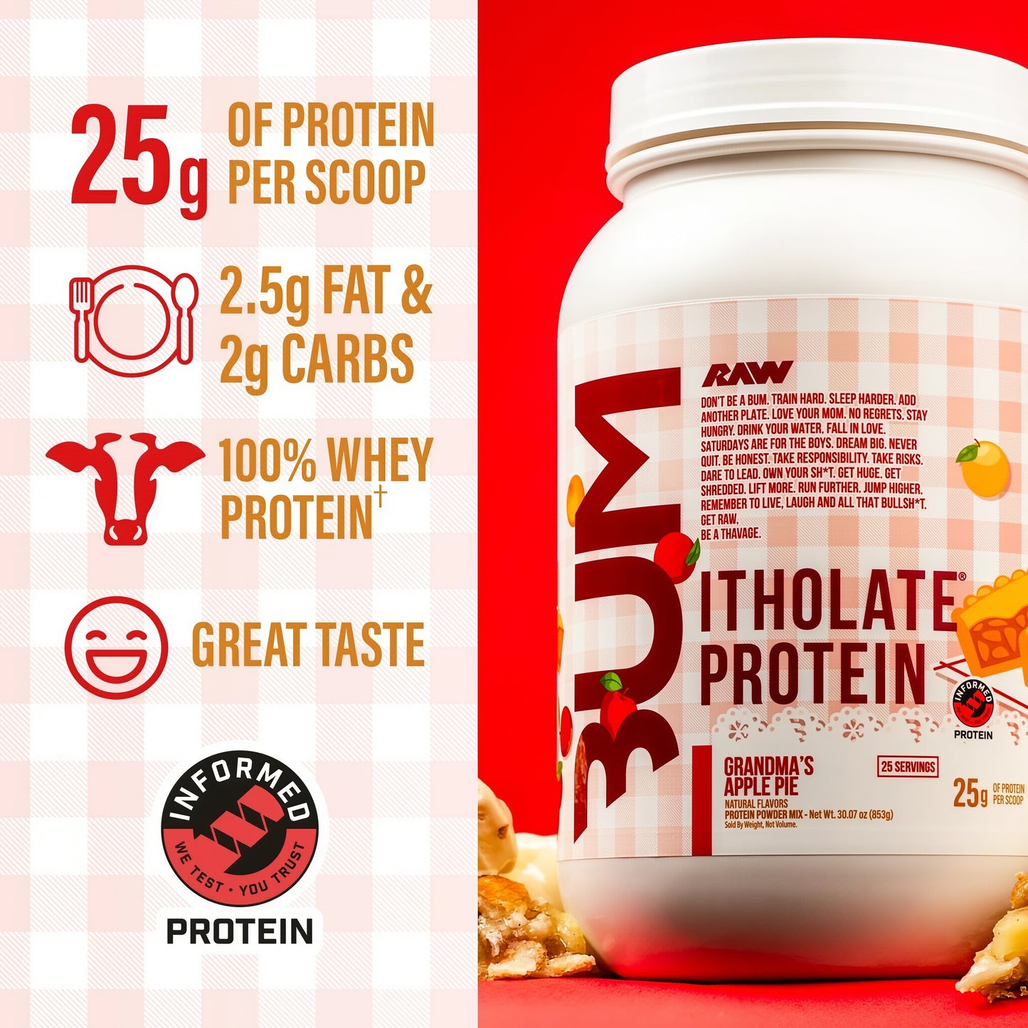 Raw Nutrition BUM Itholate Protein Powder 25 Servings